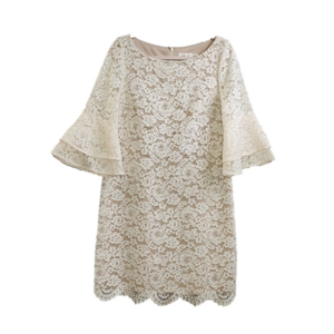ELIZA J Ivory lace 3/4 bell sleeves cocktail shift dress